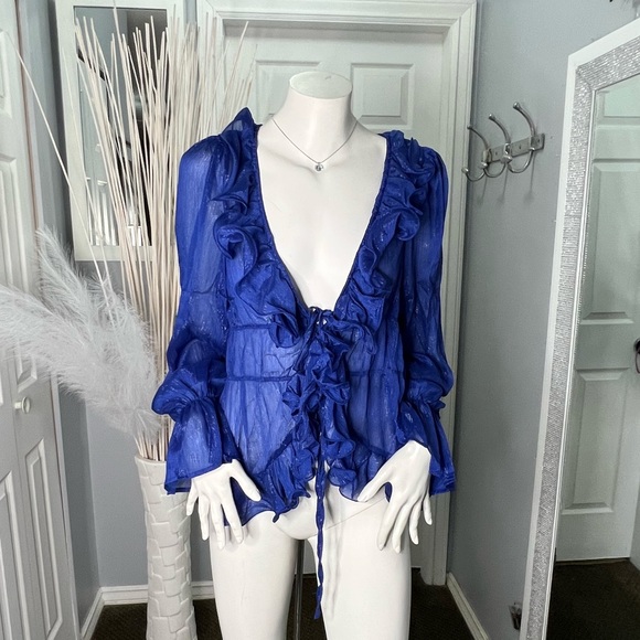 Blue Ruffle Top - Picture 2 of 5